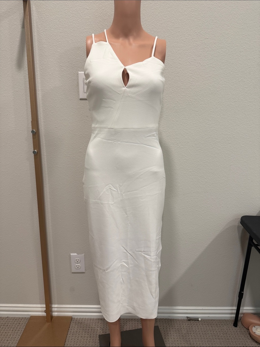 Amanda Uprichard White Midi Slip Dress with Front Keyhole Size XS NWOT